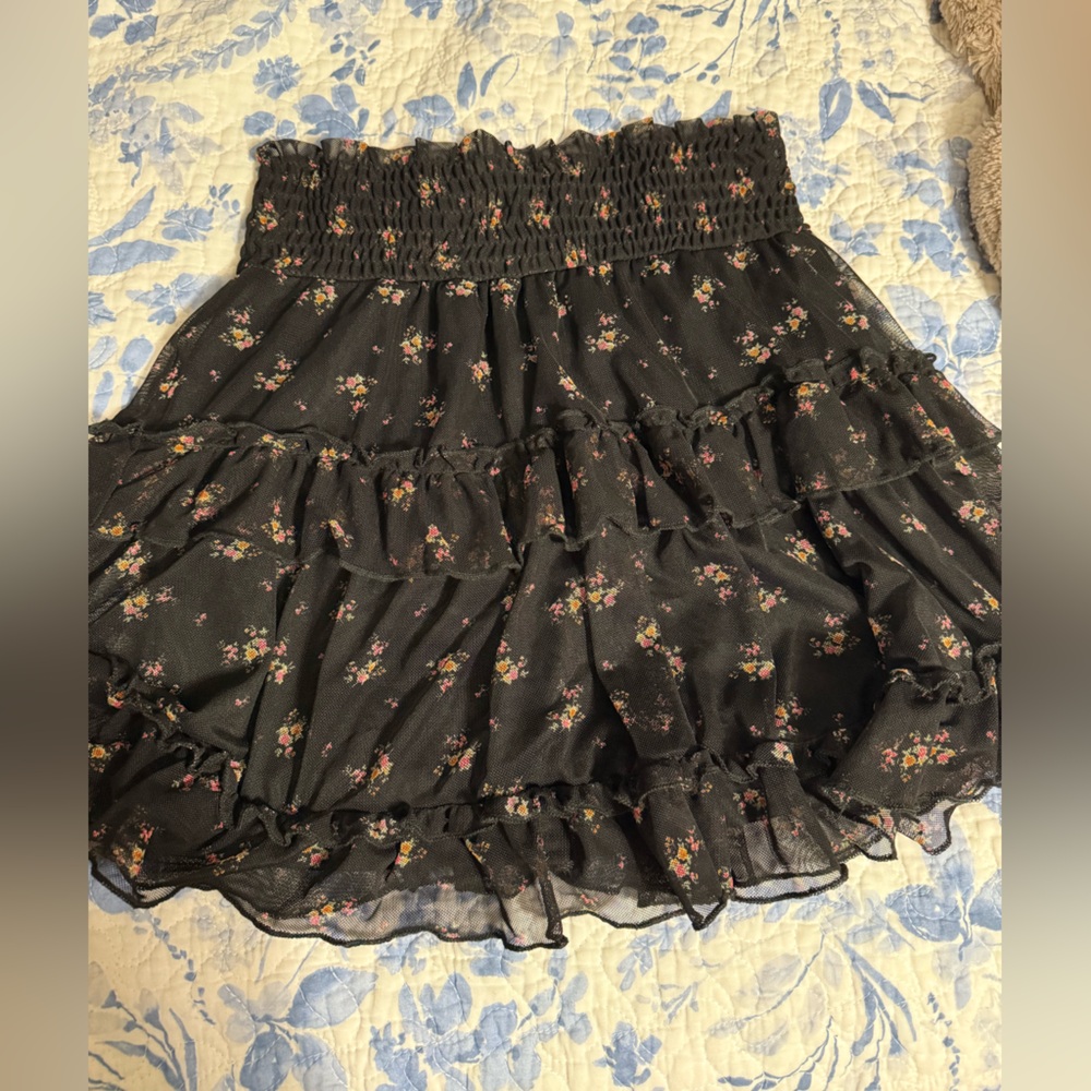Altar'd State Black Floral Mini Skirt